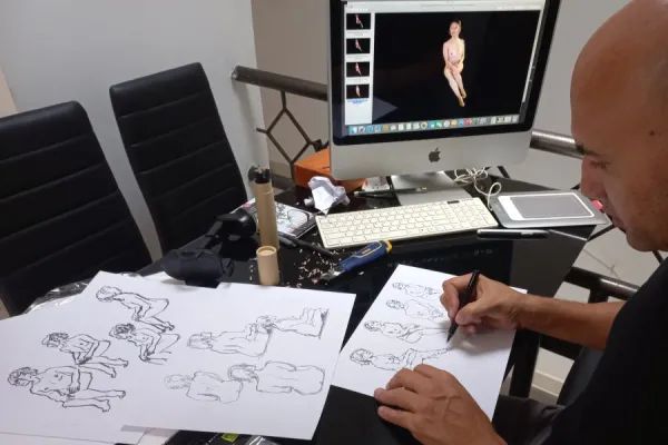 Dibujo en carboncillo figura femenina