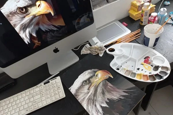 Pintura de águila en acrílico